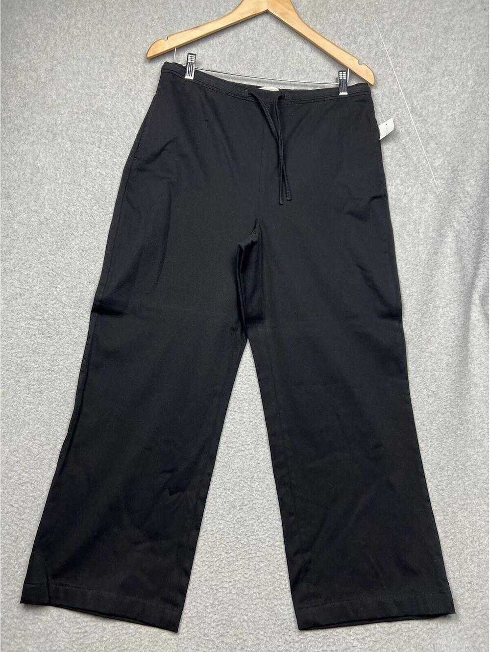 Coldwater Creek Womens M 10/12 Black Pull On Pants Elastic Tie Waist Comfort